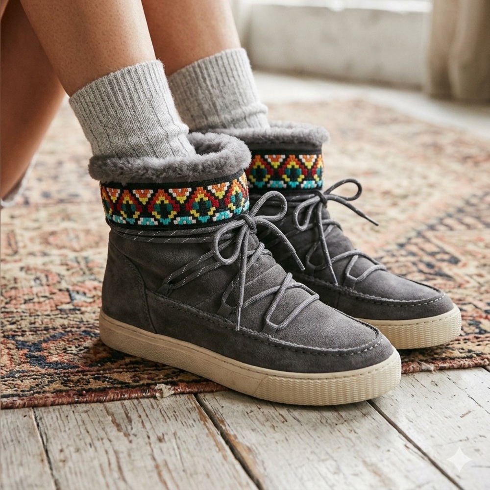TOMS Soft Gray Fleece boots